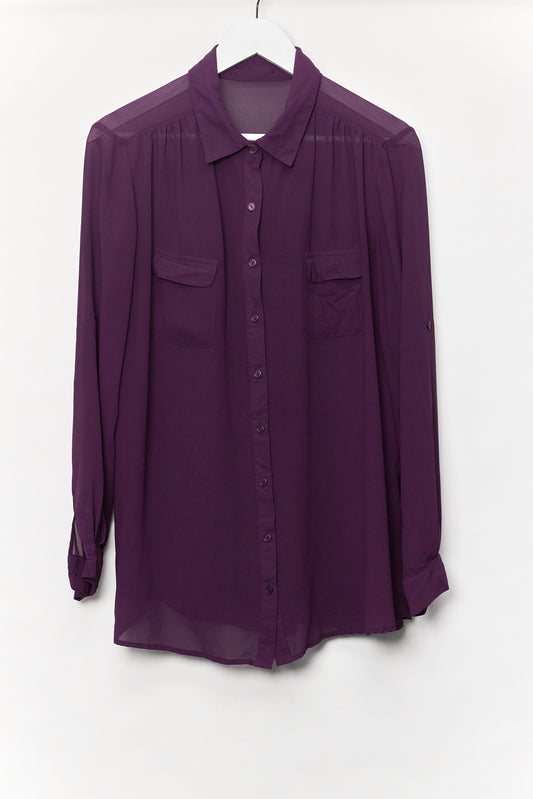 Womens Purple Sheer Shirt Size 20
