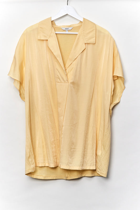 Womens Next Yellow Short Sleeve Satin Blouse Size 22