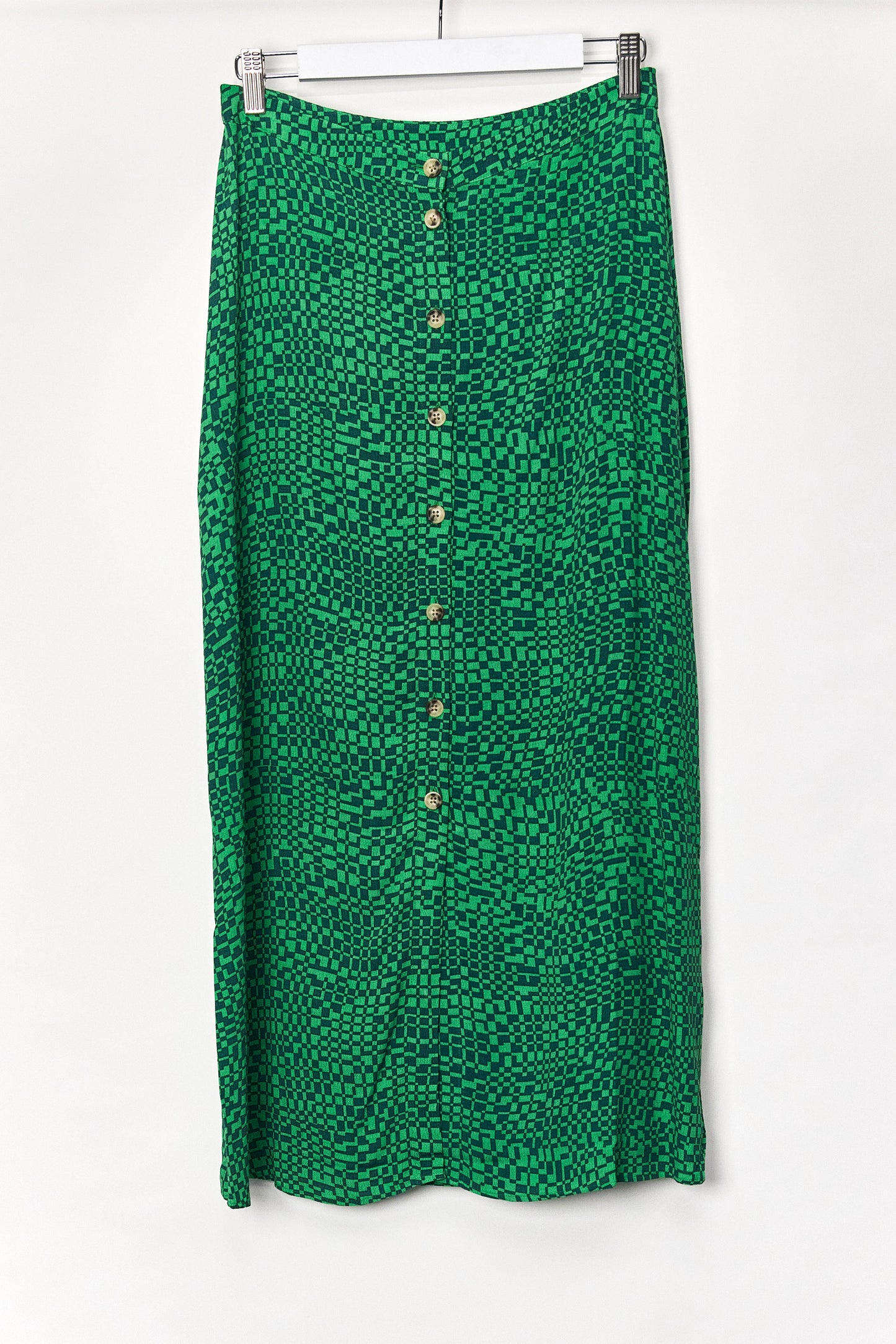 Womens Whistles button front green pattern skirt size 8