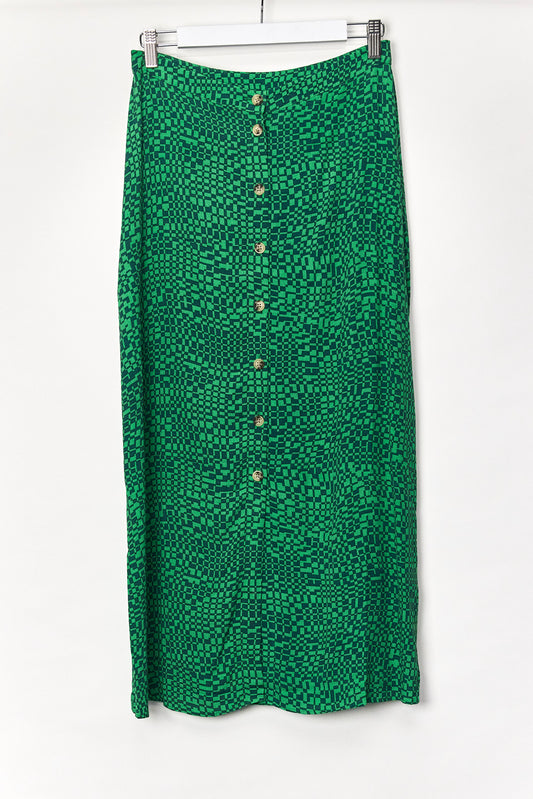 Womens Whistles button front green pattern skirt size 8