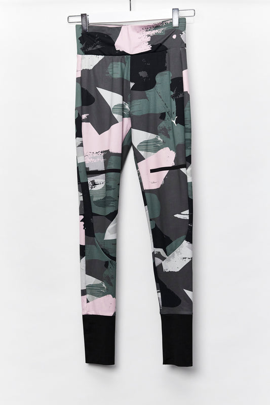 Womens Green Pattern Leggings Size Small