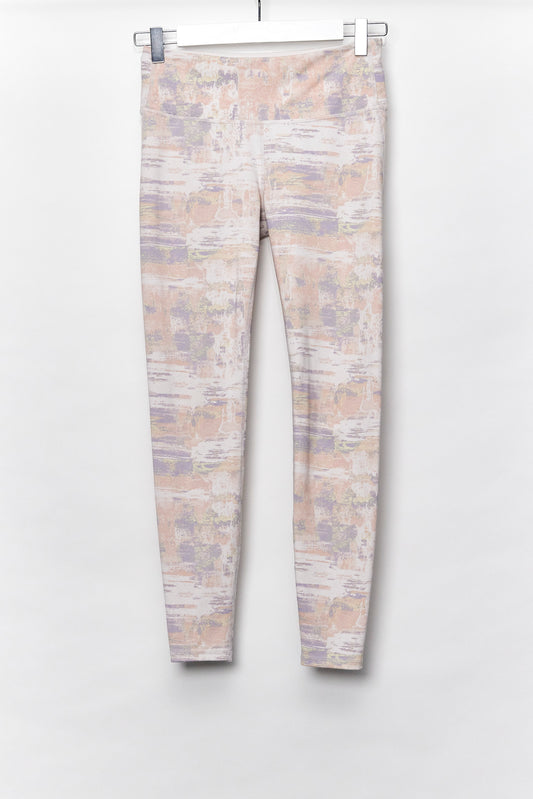 Womens White & Pink Pattern Leggings size Small