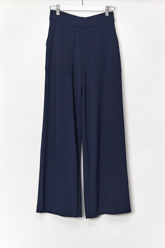 Womens M&S Wide Leg Navy Trousers Size Small