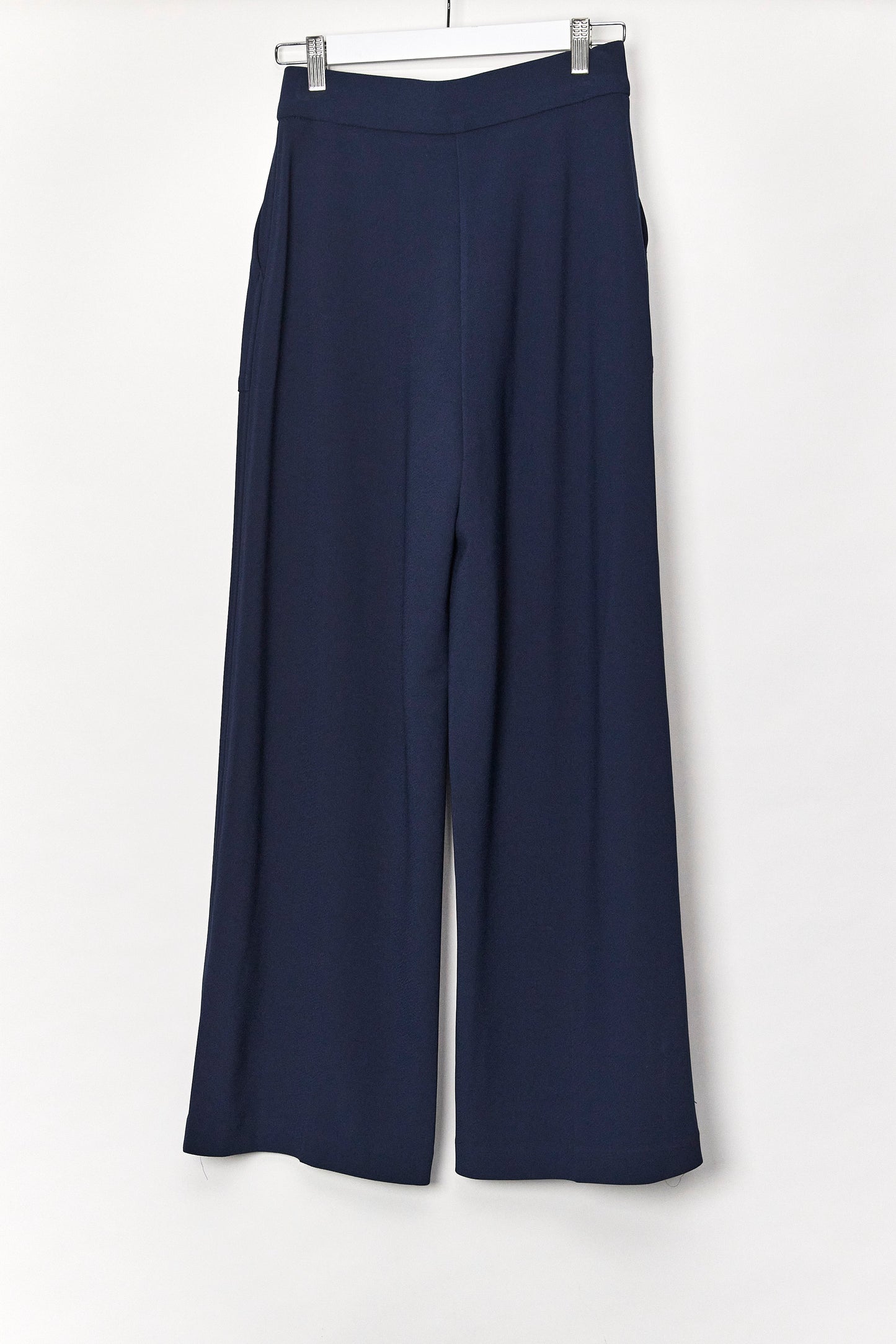 Womens M&S Wide Leg Navy Trousers Size Small