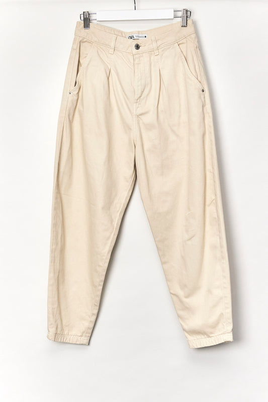 Womens Cream Zara Peg Jeans Size Small