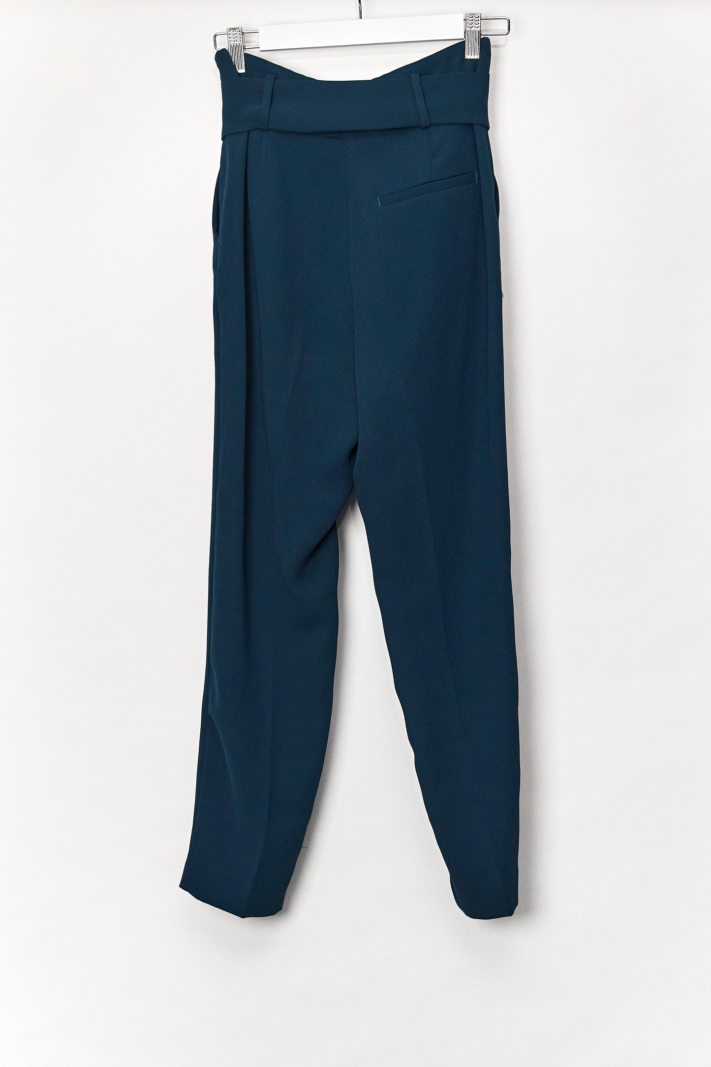 Womens Dark Teal Belted Trousers Size Extra Small