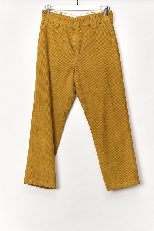 Womens Dickies cropped cord yellow trousers waist 26"
