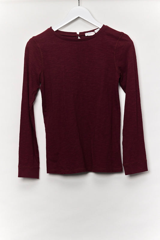 Womens FatFace Burgundy Long Sleeve T-shirt 12-13/ Size Extra Small