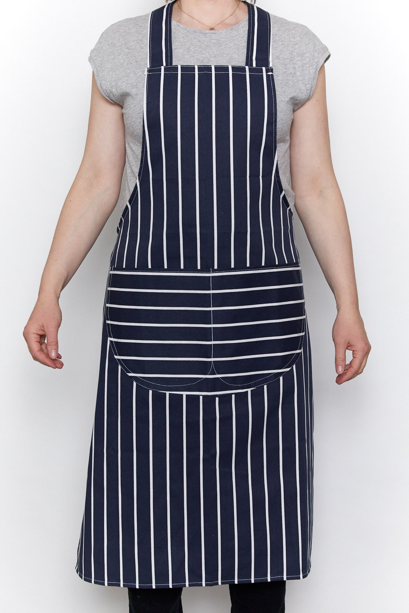 Unisex Navy and White stripe Apron