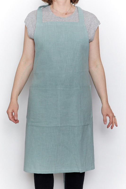 Mint Green/Blue Linen Apron