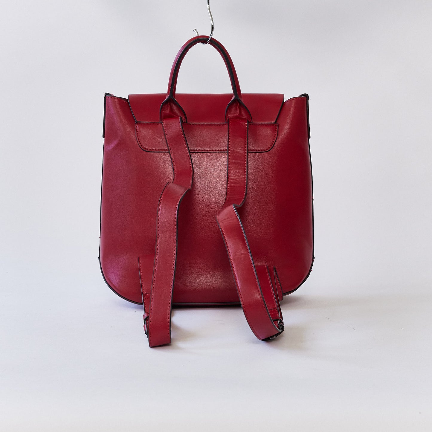 Red leatherette rucksack