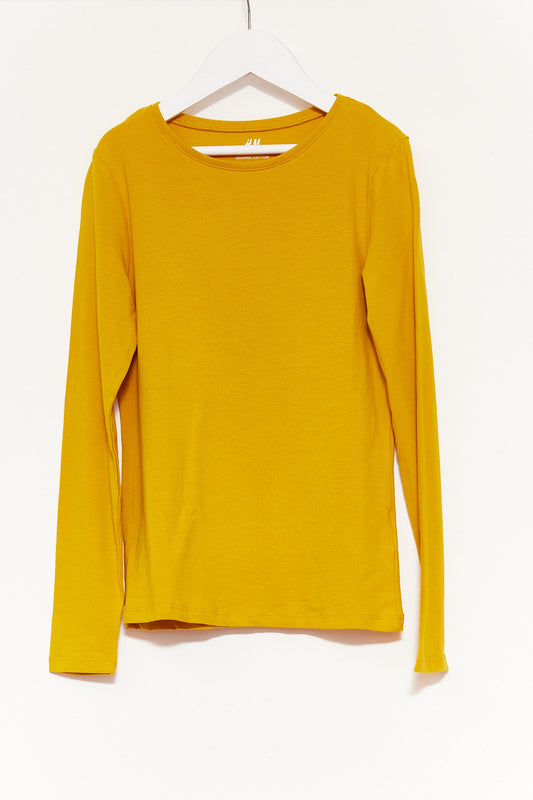 Kids H&M Mustard Yellow Long Sleeve T-shirt age 8-10