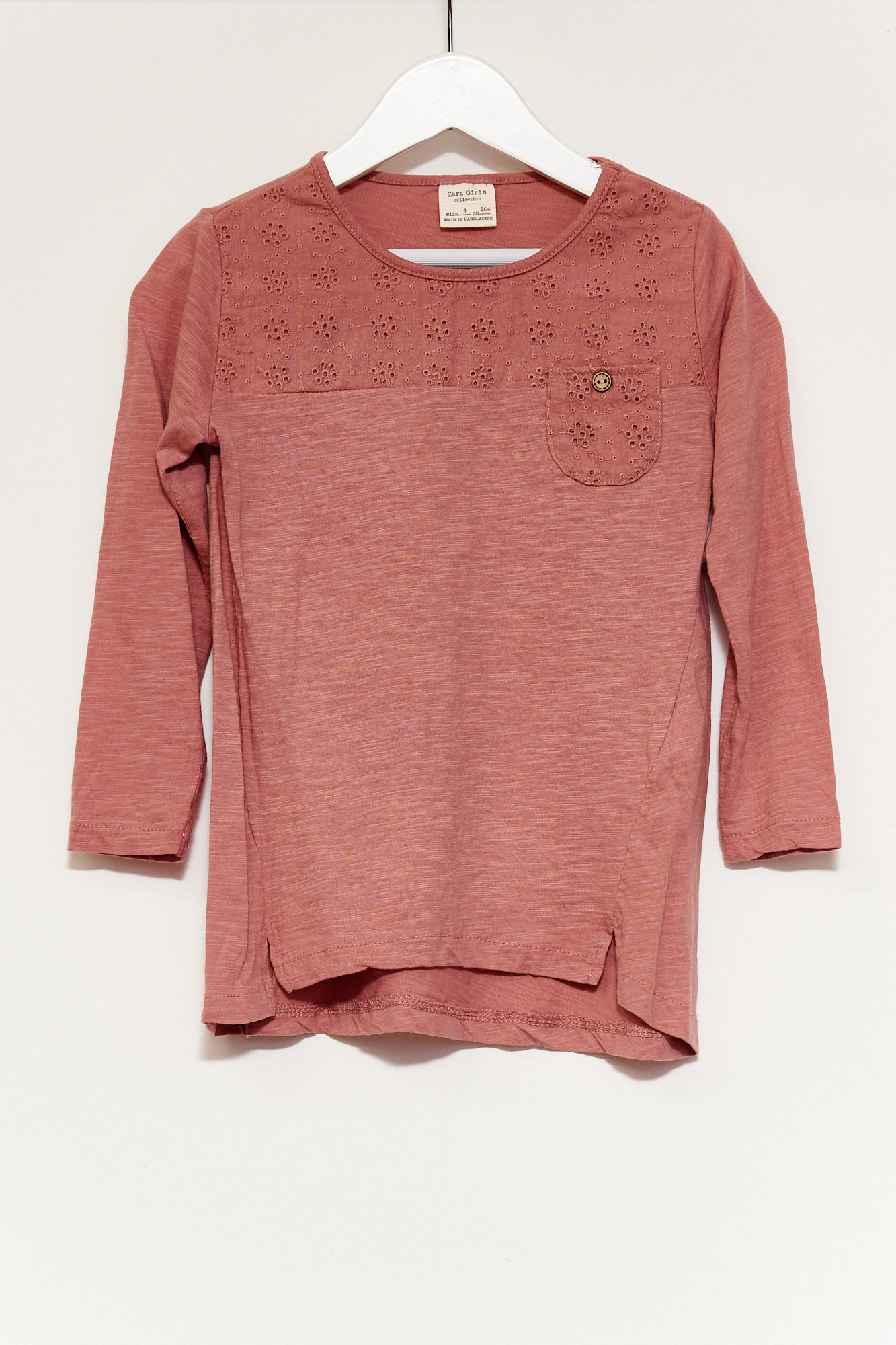 Kids Zara Pink Long Sleeve T-shirt age 4