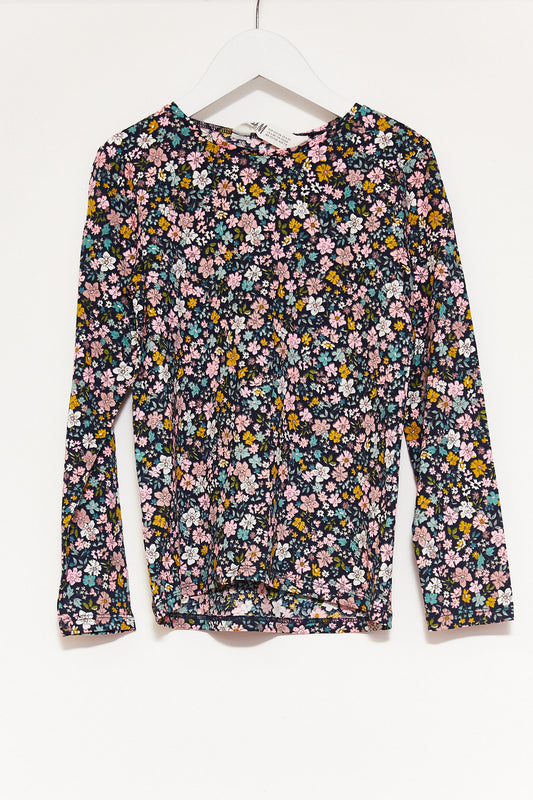 Kids H&M Pink & Green Pattern T-shirt age 6-8