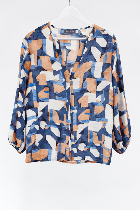 Womens Mint Velvet abstract print blouse size small