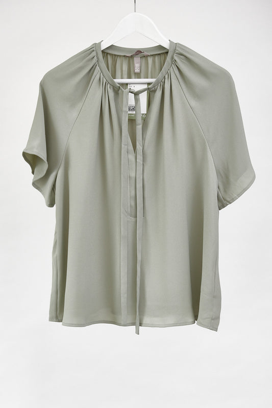 Womens H&M grey tie neck blouse size small