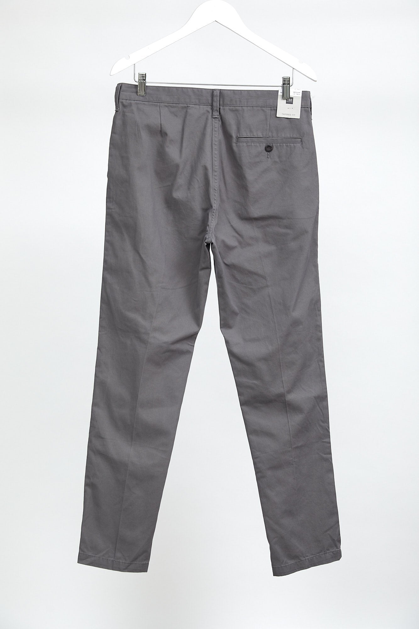 Grey Mens M&S Tapered Chinos: W32" L31"