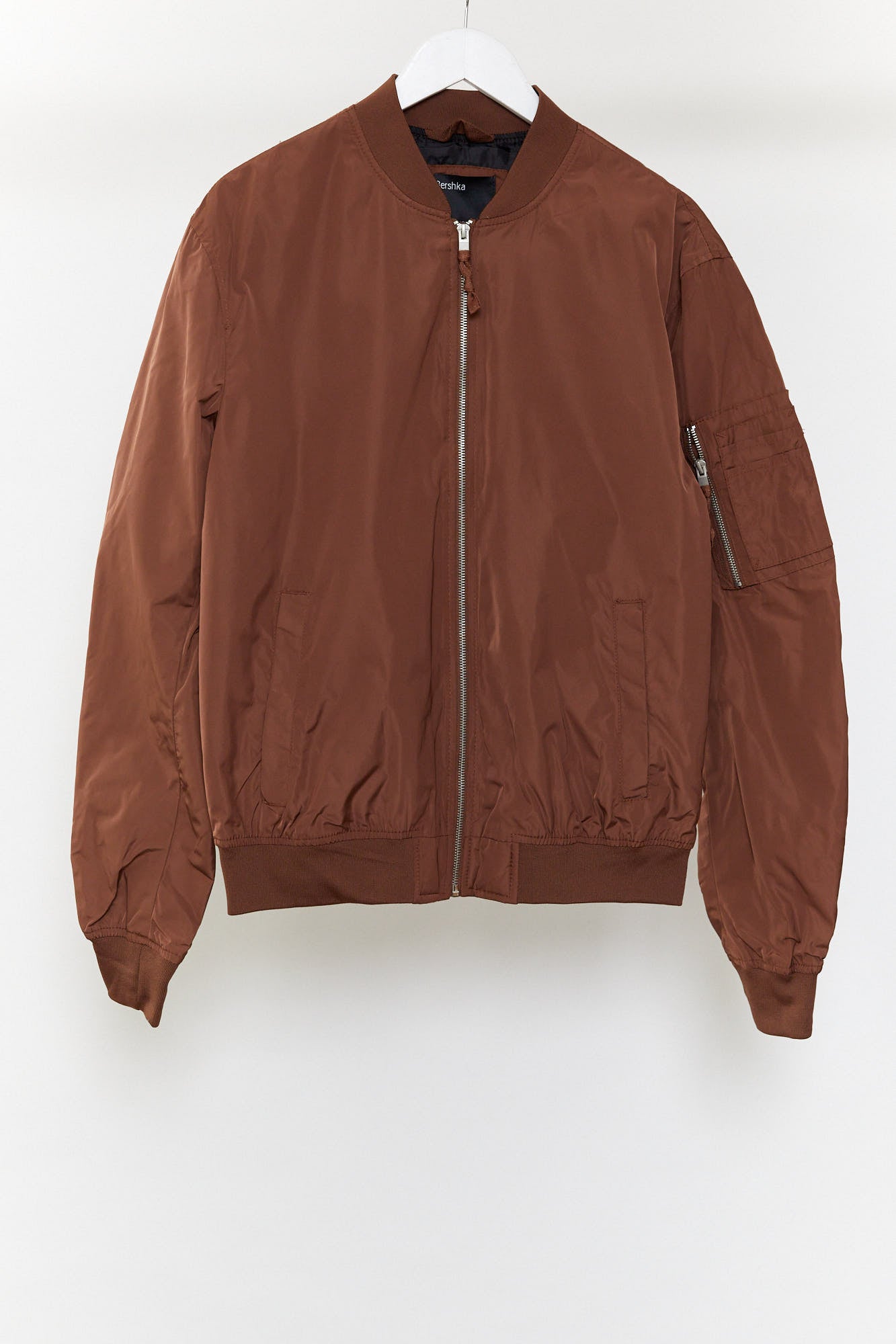 Mens Camel Bomber Jacket by Bershka Size Large