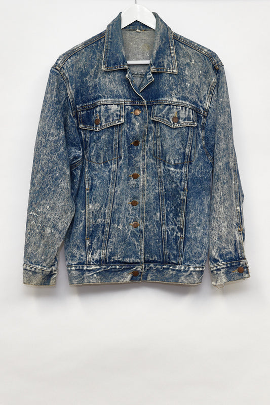 Mens Acid wash blue denim jacket size small