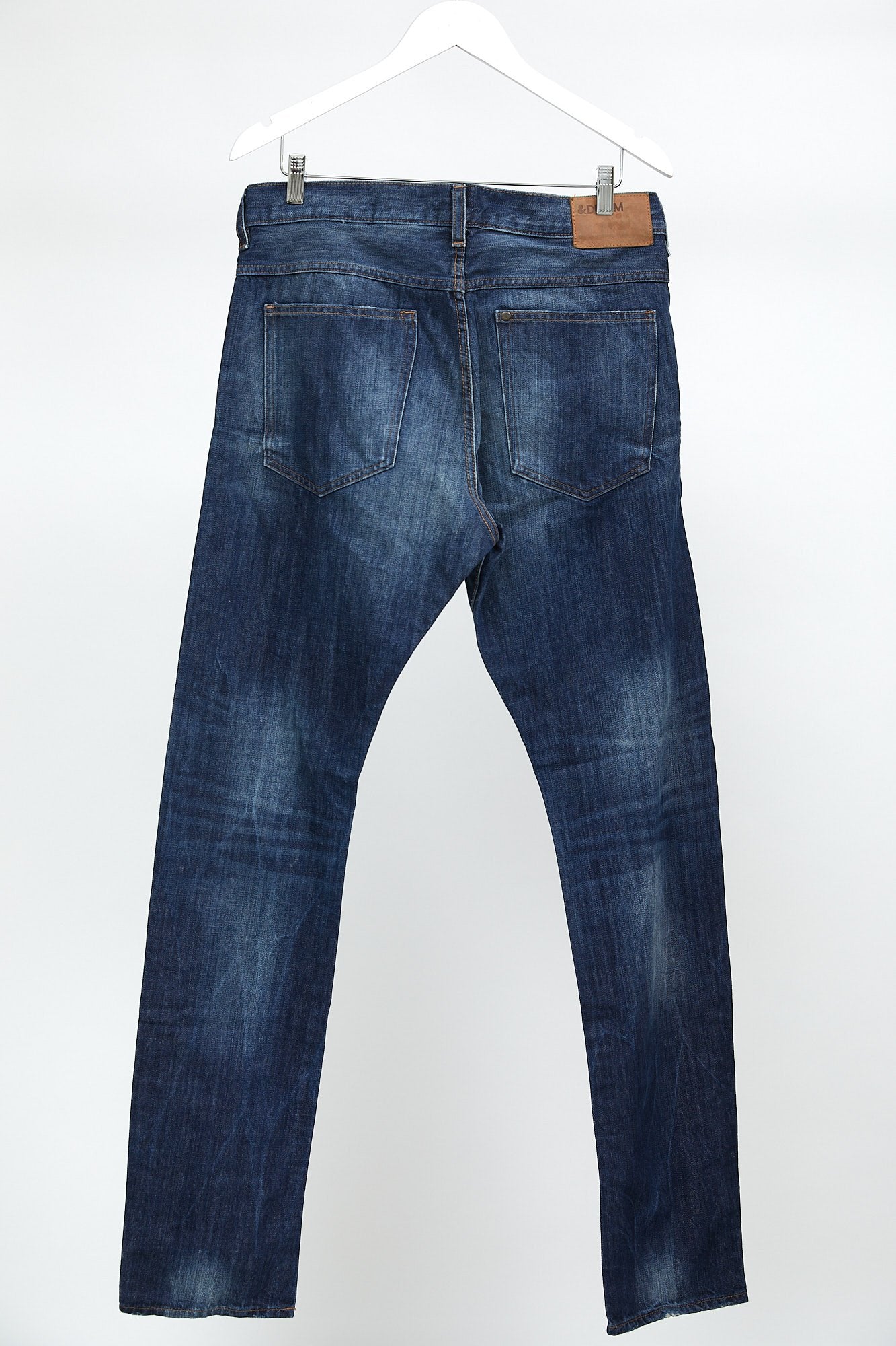 H&M Dark Blue Denim Tapered Leg Jean: W33 L34