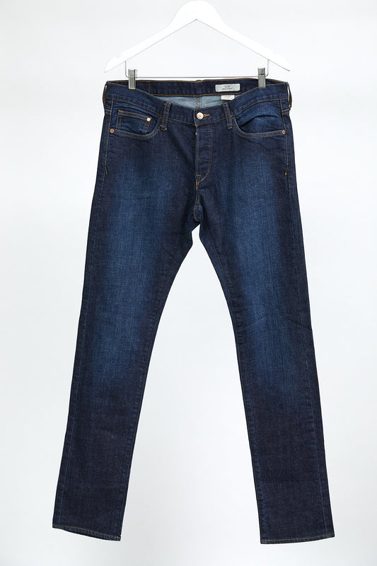 H&M Dark Blue Wash Straight Leg Denim Jean: W34 L34