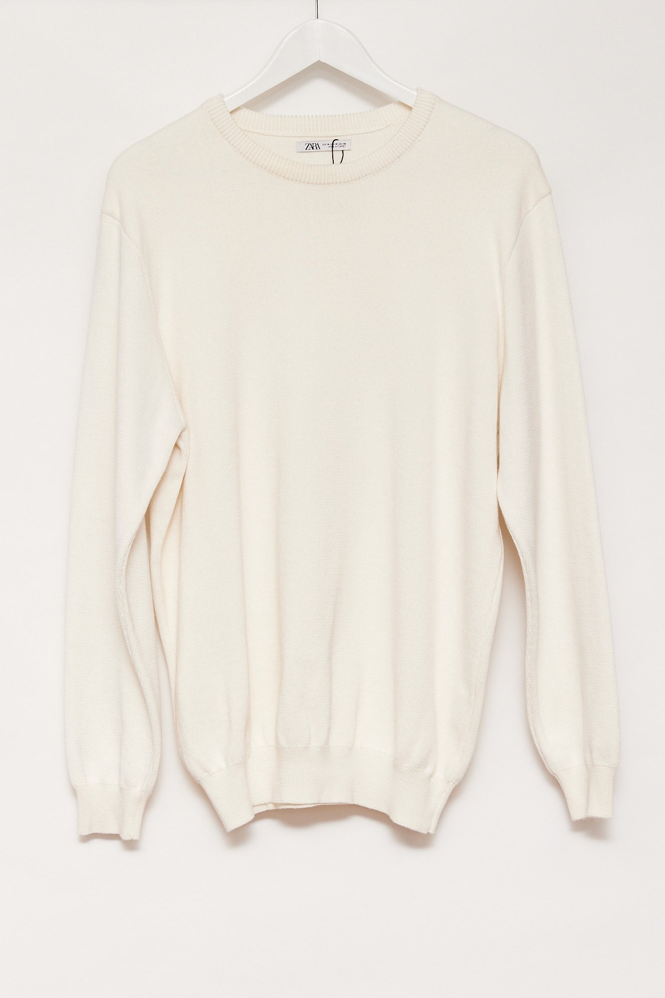 Mens Zara White crew neck jumper size medium