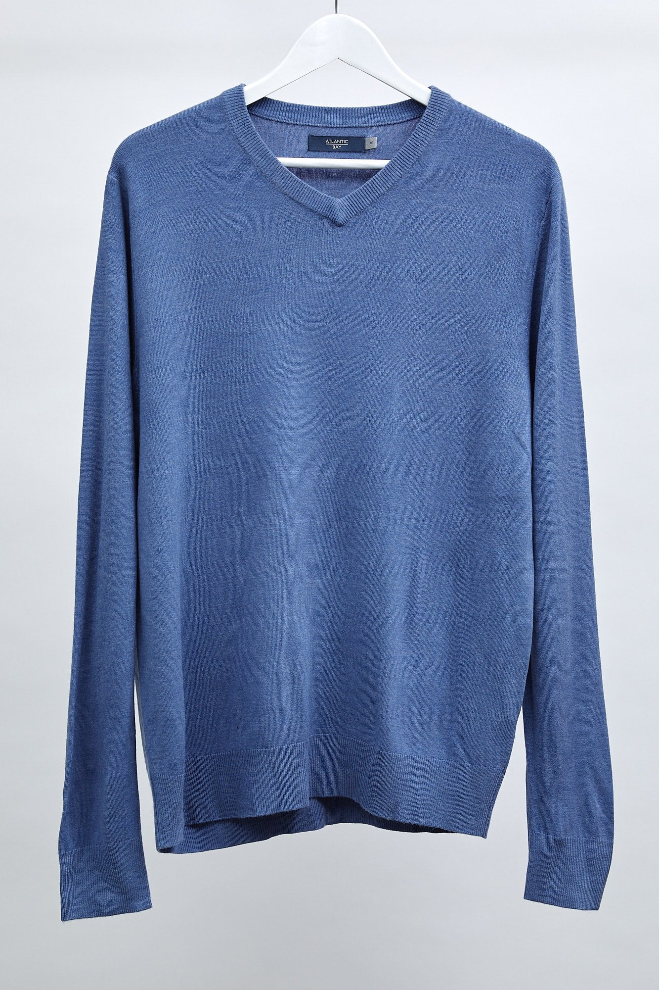 Mens BHS Mid Blue V-Neck Jumper: Size Medium