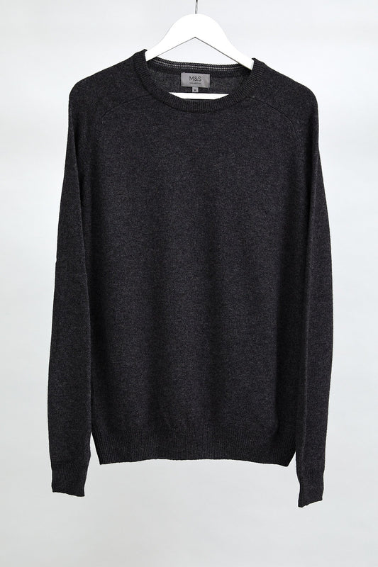 Mens Charcoal Grey Crew Neck Jumper: Size Medium
