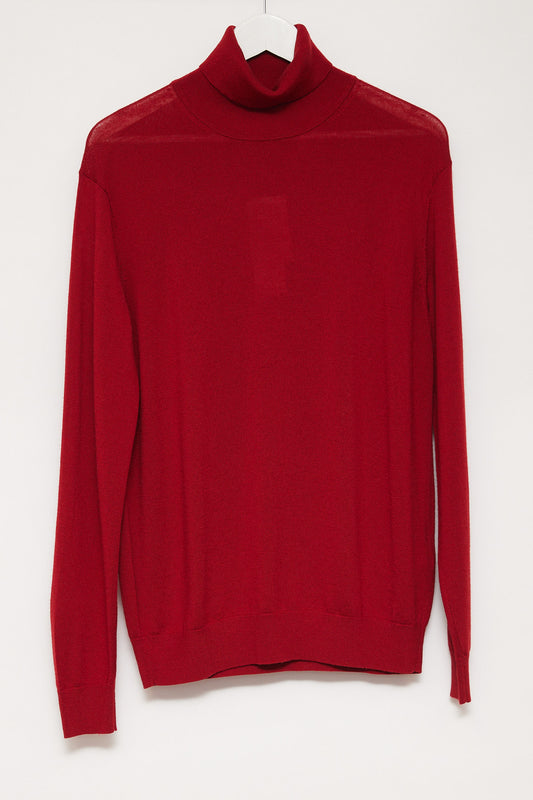 Mens knitted red roll neck jumper size medium