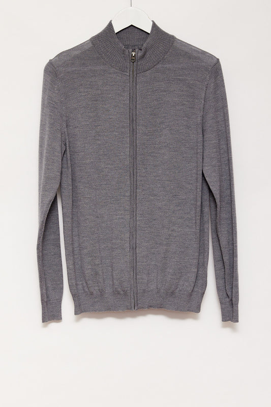 Mens Paul James grey knitted zip up cardigan size small