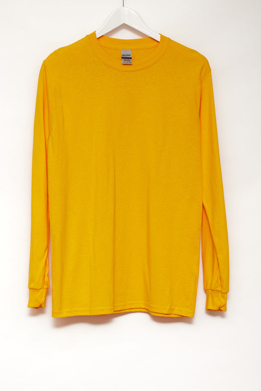 Mens Gildan Yellow Long Sleeve T-shirt size Small