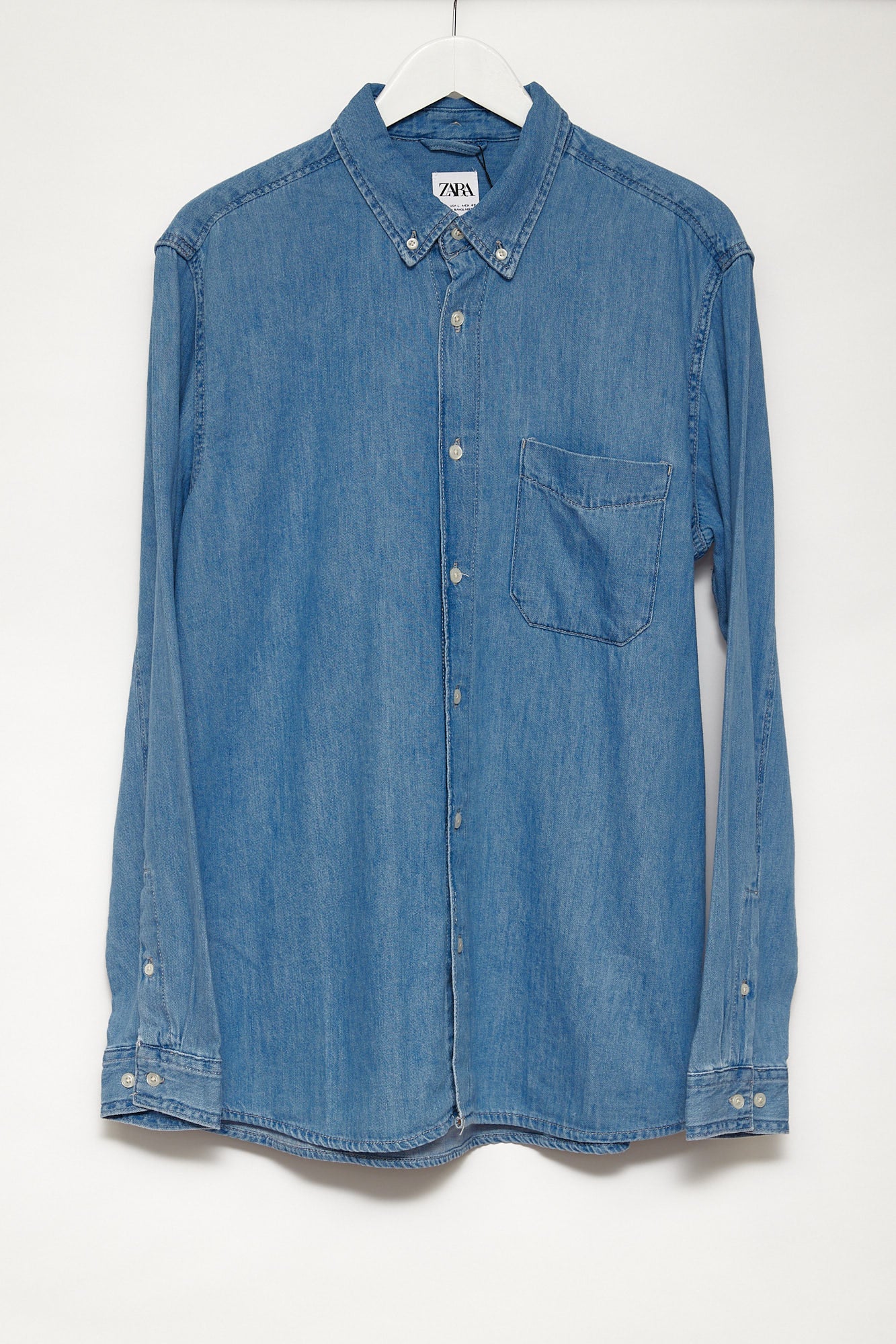 Mens Zara Blue Denim Oxford shirt size large