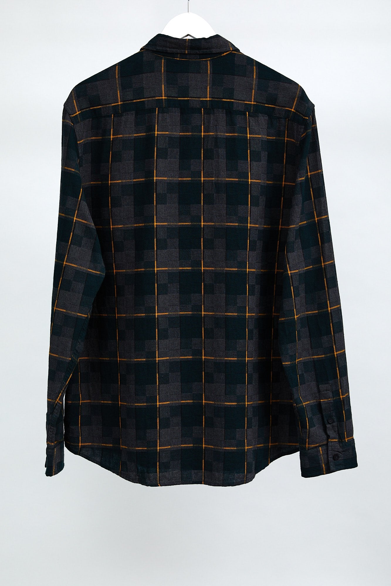 Mens Kin Grey, Green And Yellow Check Shirt: Size Large