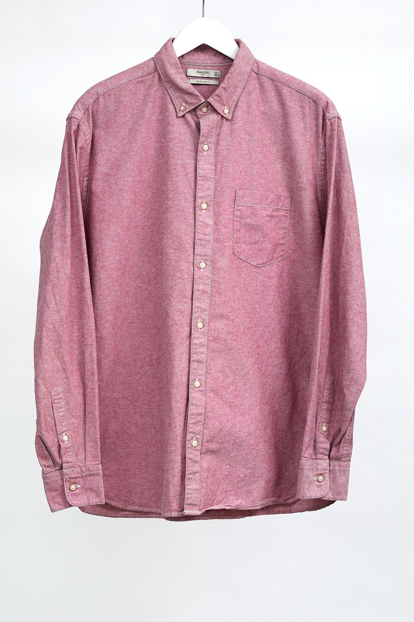 Mens Mango Pink Shirt: Size Large