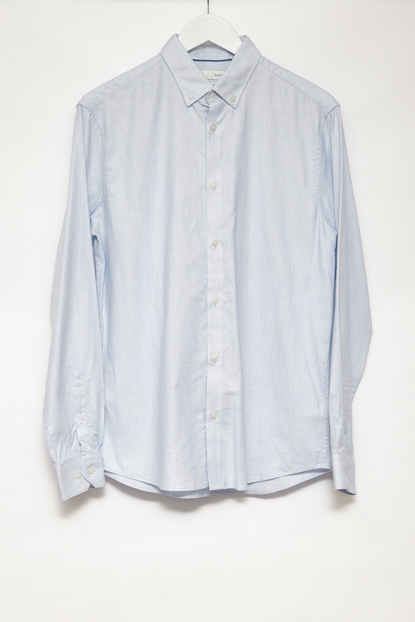Mens M&S blue texture Oxford shirt size medium