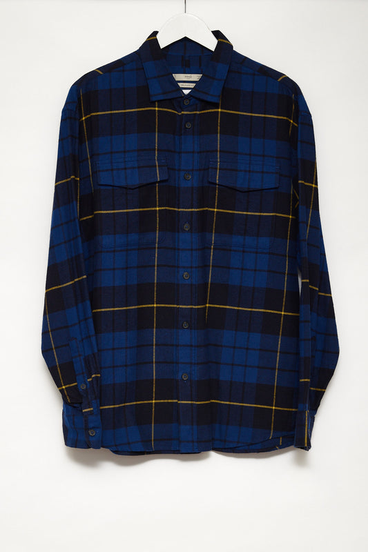 Mens Mango Blue checked flannel shirt size medium