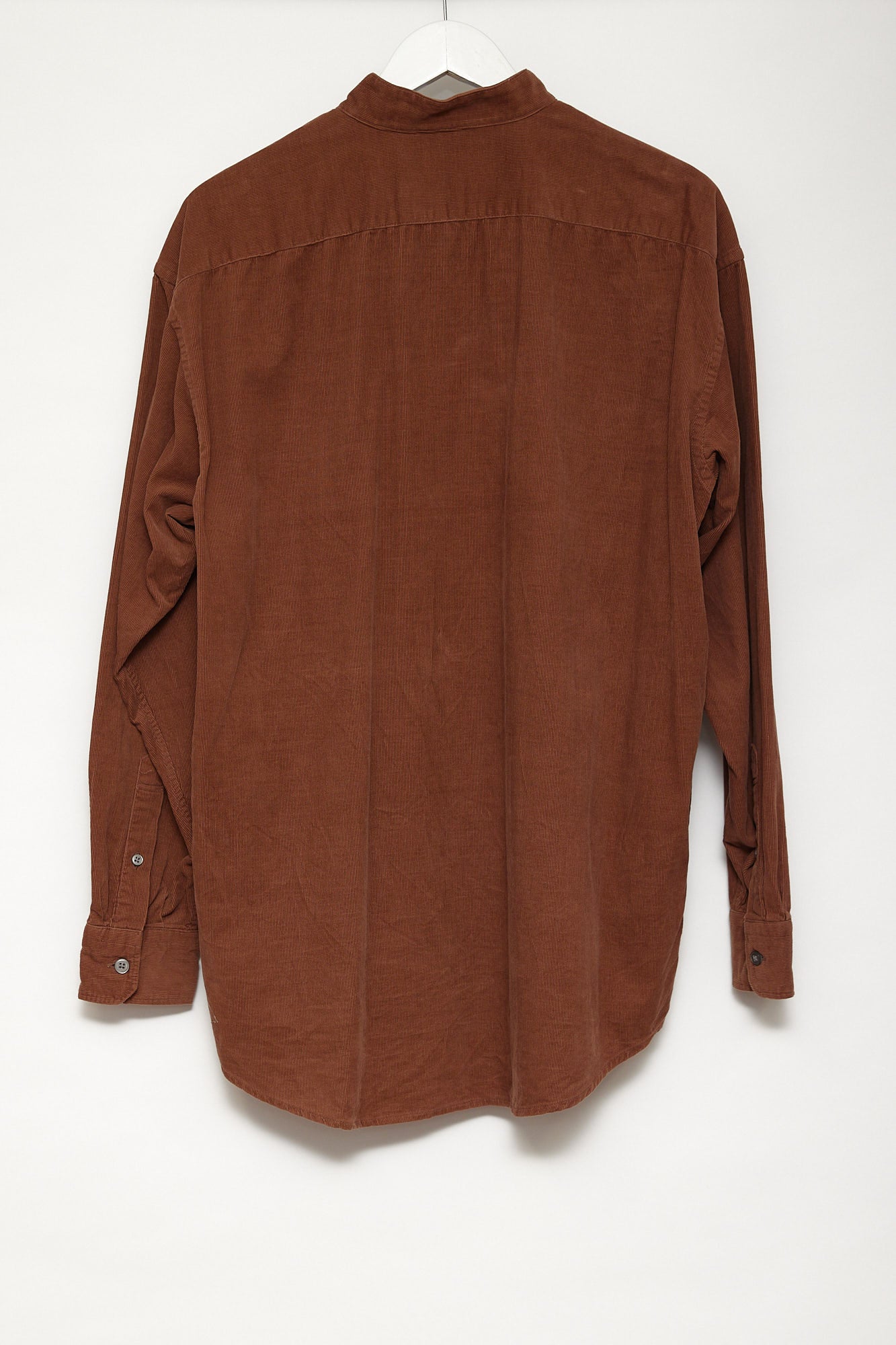 Mens Uniqlo Brown Corduroy collarless shirt size medium