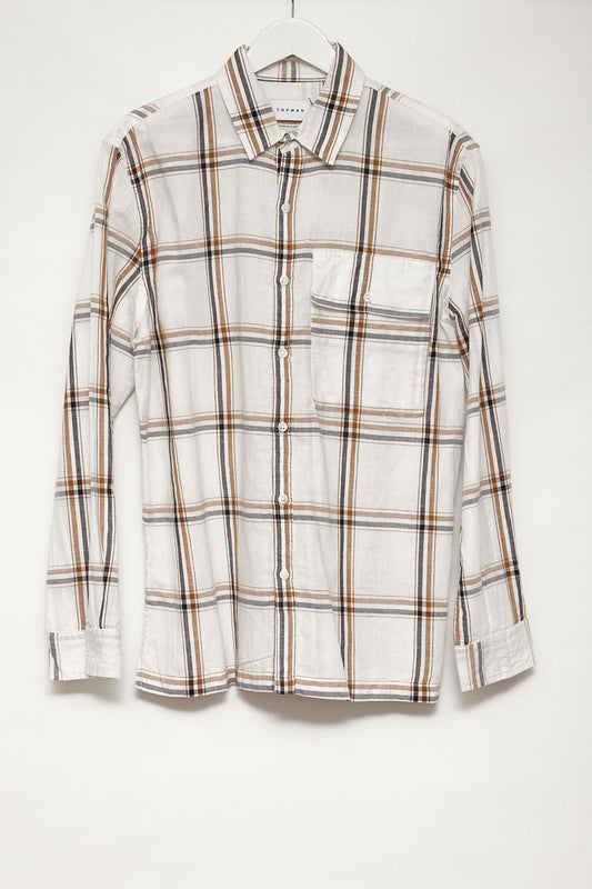 Mens Topman White checked shirt size medium
