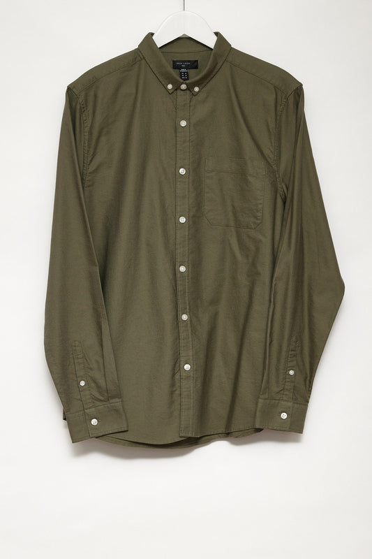 Mens New Look Khaki Oxford shirt size medium