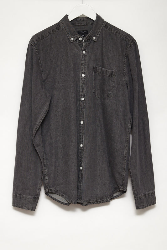 Mens New Look Grey Denim oxford shirt size medium