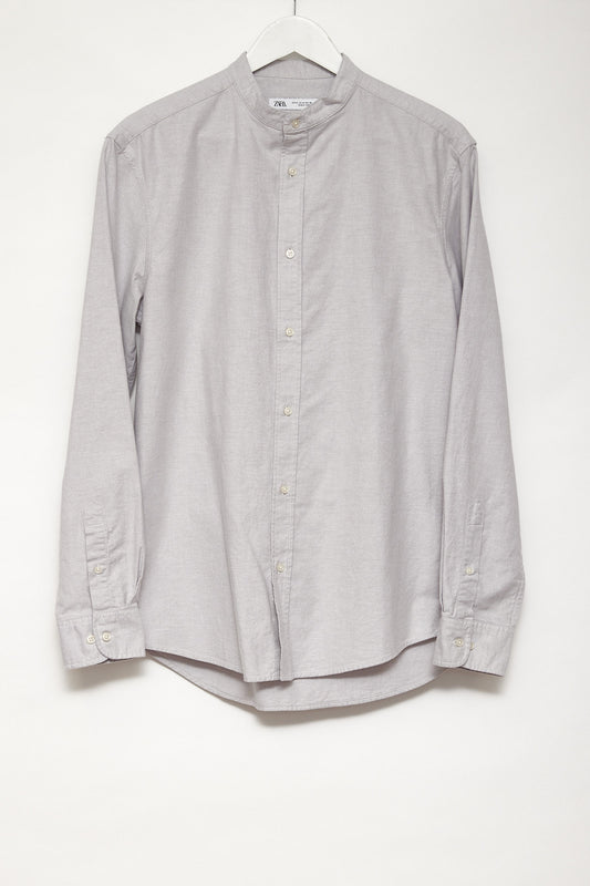 Mens Zara Grey collarless shirt size medium