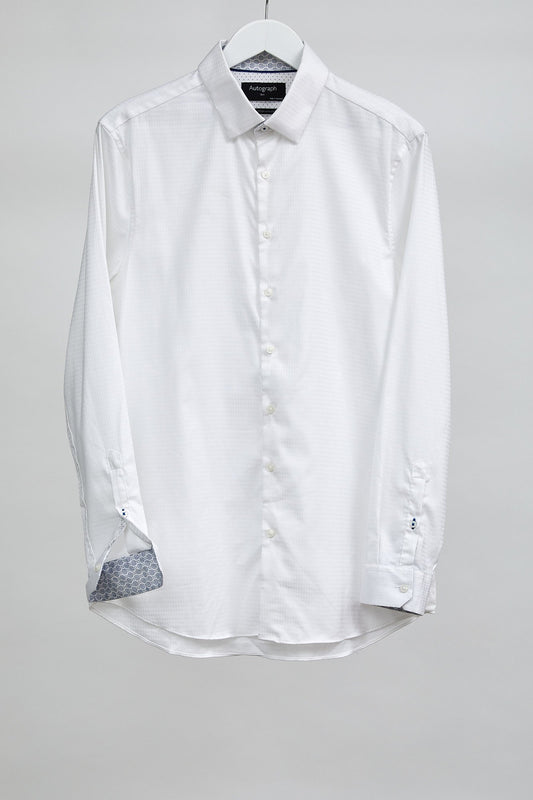 Mens White Autograph Shirt: Size Medium