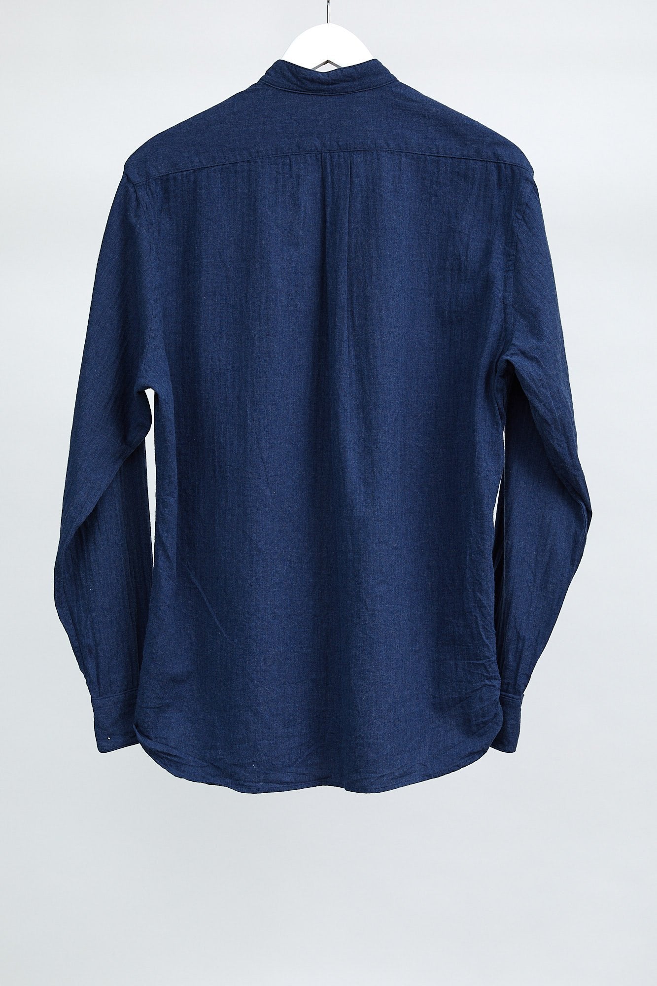 Mens Mango Navy Blue Collarless Shirt: Size Medium