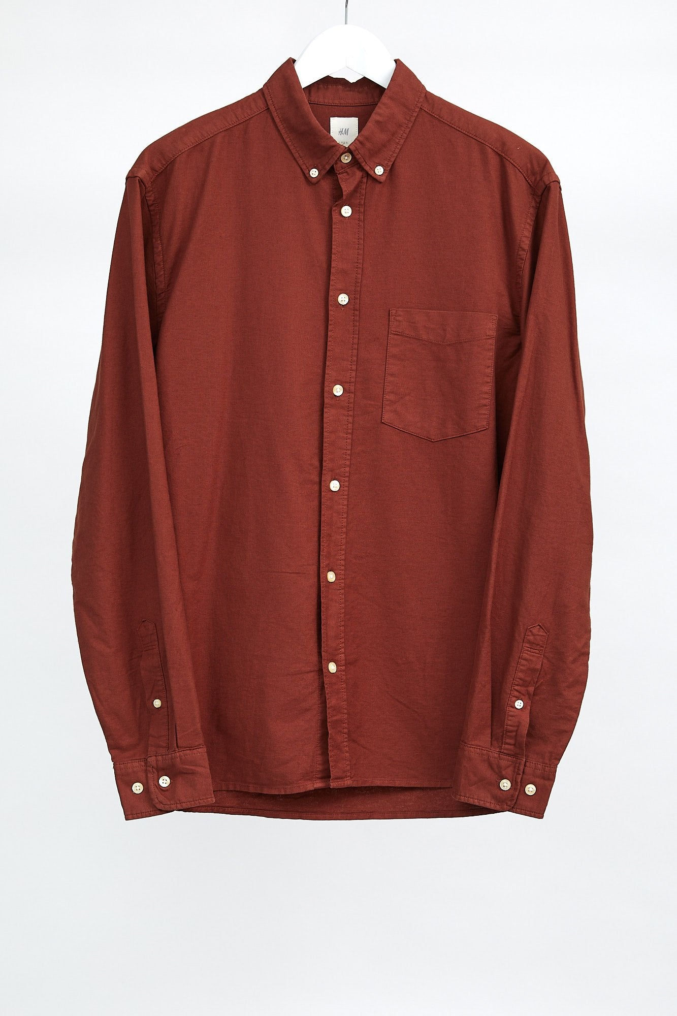 Mens H&M Brown Oxford Shirt: Size Medium