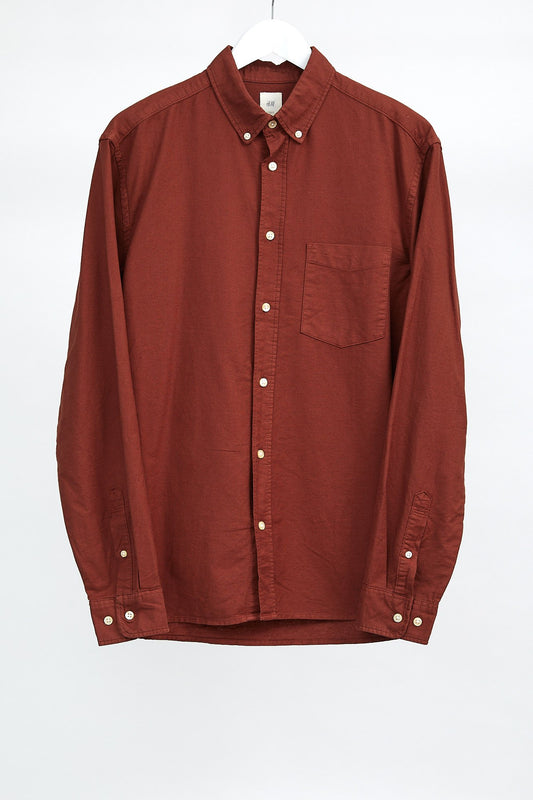 Mens H&M Brown Oxford Shirt: Size Medium