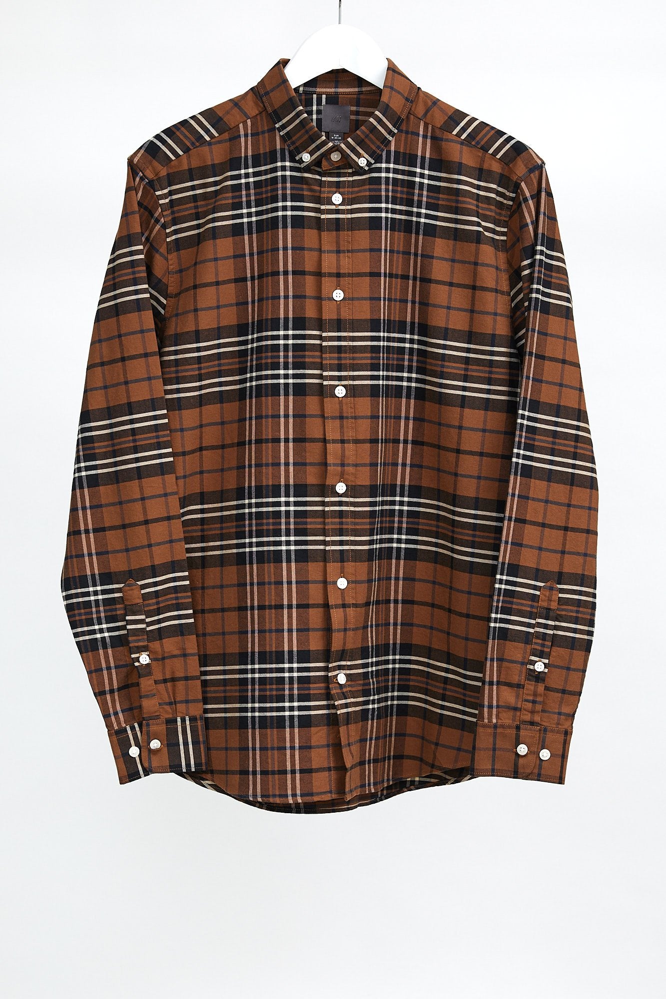 Mens H&M Brown Check Shirt: Size Medium