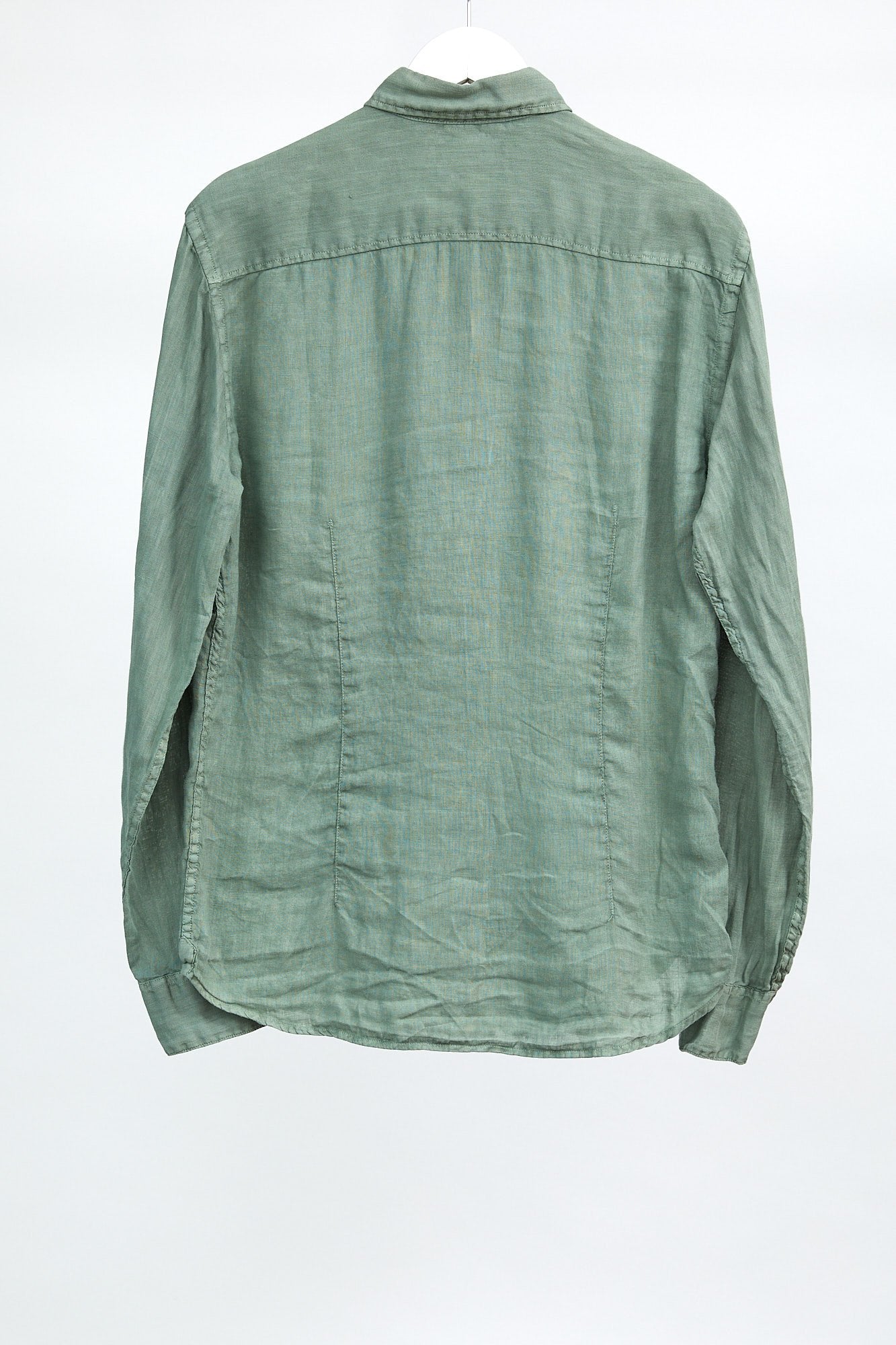 Mens Mango Green Linen Oxford Shirt: Size Medium