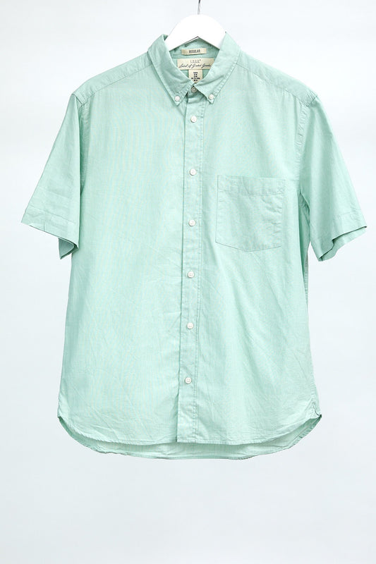Mens H&M Green Short Sleeve Oxford Shirt: Size Medium
