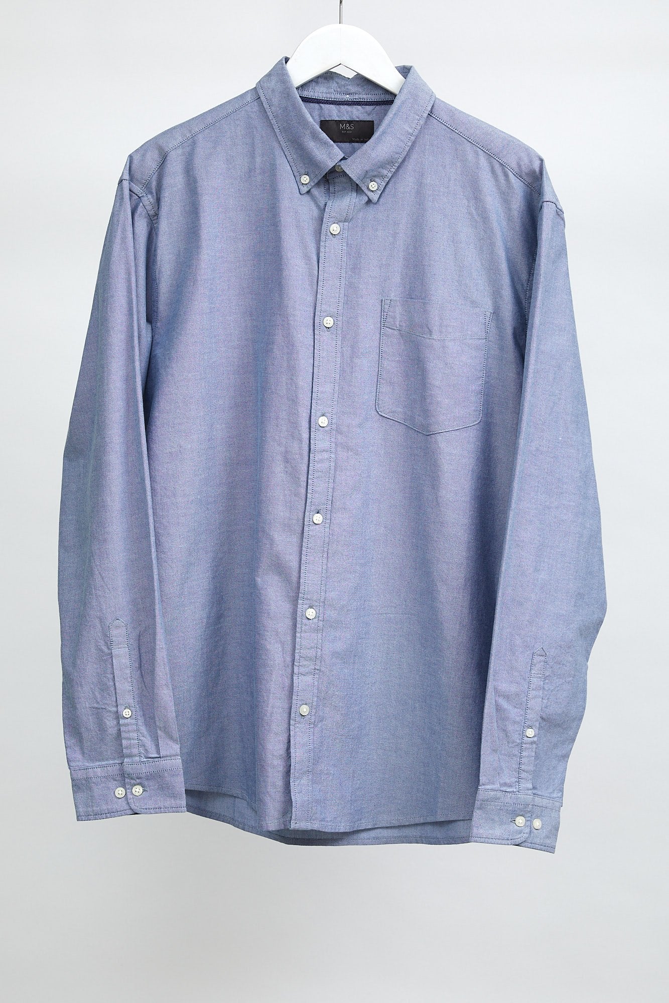 Mens M&S Blue Oxford Shirt: Size Extra Large