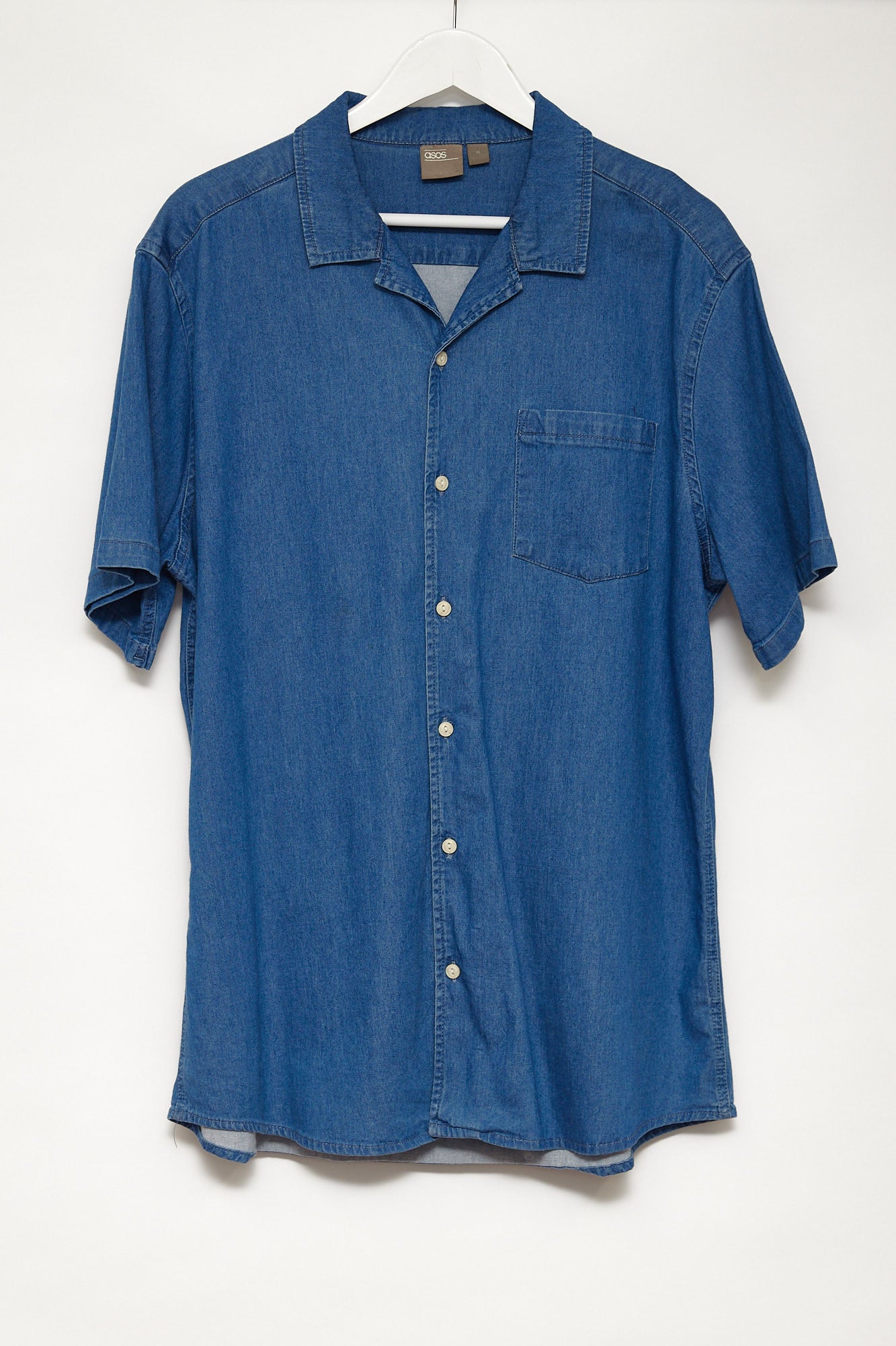 Mens ASOS short sleeve denim shirt size extra large